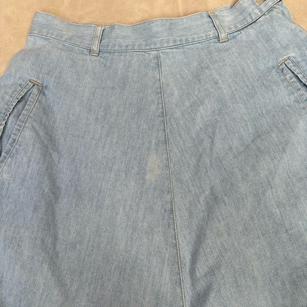 VINTAGE 1980s Calvin Klein Sport Denim Chambray Midi Skirt Flare A Line Size 10* - Picture 12 of 12